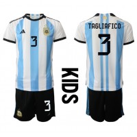 Fotbalové Dres Argentina Nicolas Tagliafico #3 Dětské Domácí MS 2022 Krátký Rukáv (+ trenýrky)